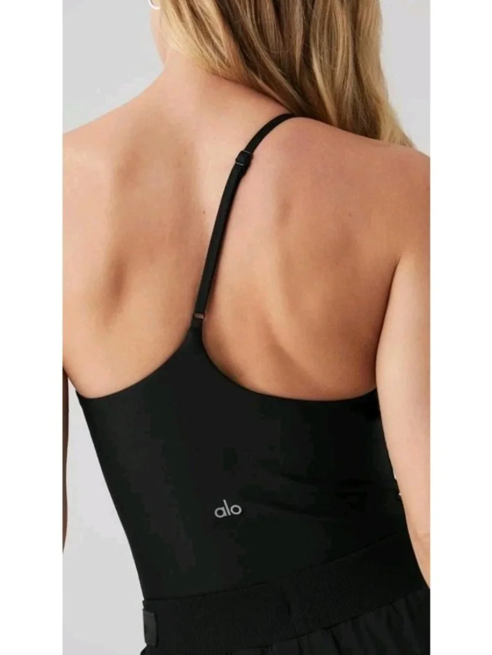 Alo Yoga Airlift Plie Bodysuit Black S One Shoulder High Cut Asymmetrical Strap